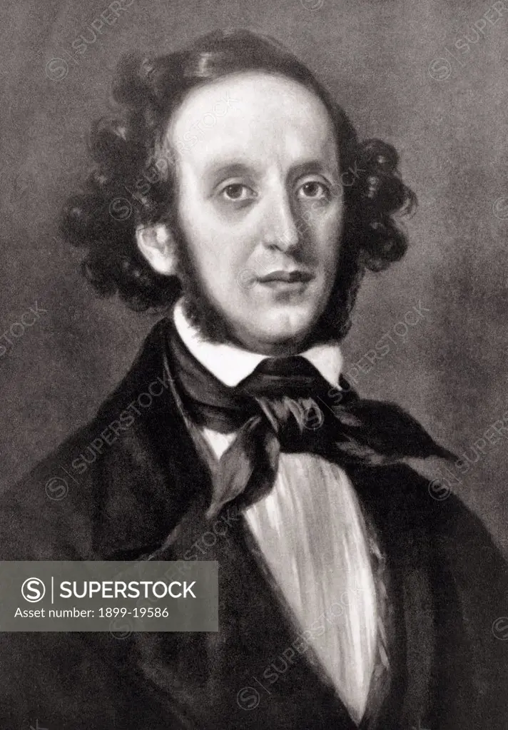 Jacob Ludwig Felix Mendelssohn-Bartholdy 1809 to 1847 German musician 19th century illustration after painting by Eduard Magnus 