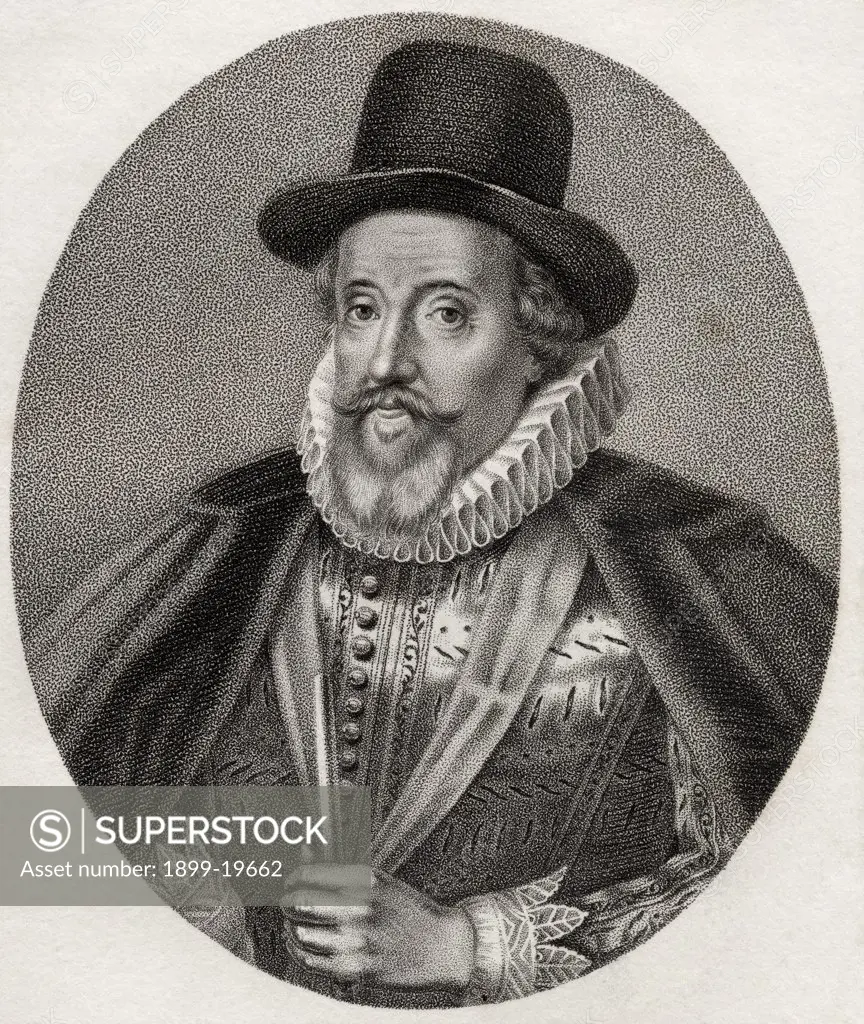 Thomas Howard 1st Earl of Suffolk Lord Howard of Walden 1561-1626 English Admiral and Knight of the Garter Engraved by Bocquet from the book A catalogue of Royal and Noble Authors Volume II published 1806