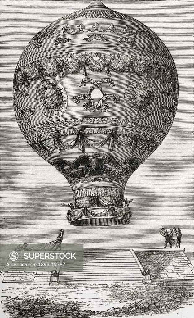 Marquis d'Arlande's Balloon Francois Laurent Marquis d'Arlande 1742-1809 French pioneer of hot air ballooning From the book Wondeful Balloon Ascents or The Conquest of the Skies published c 1870
