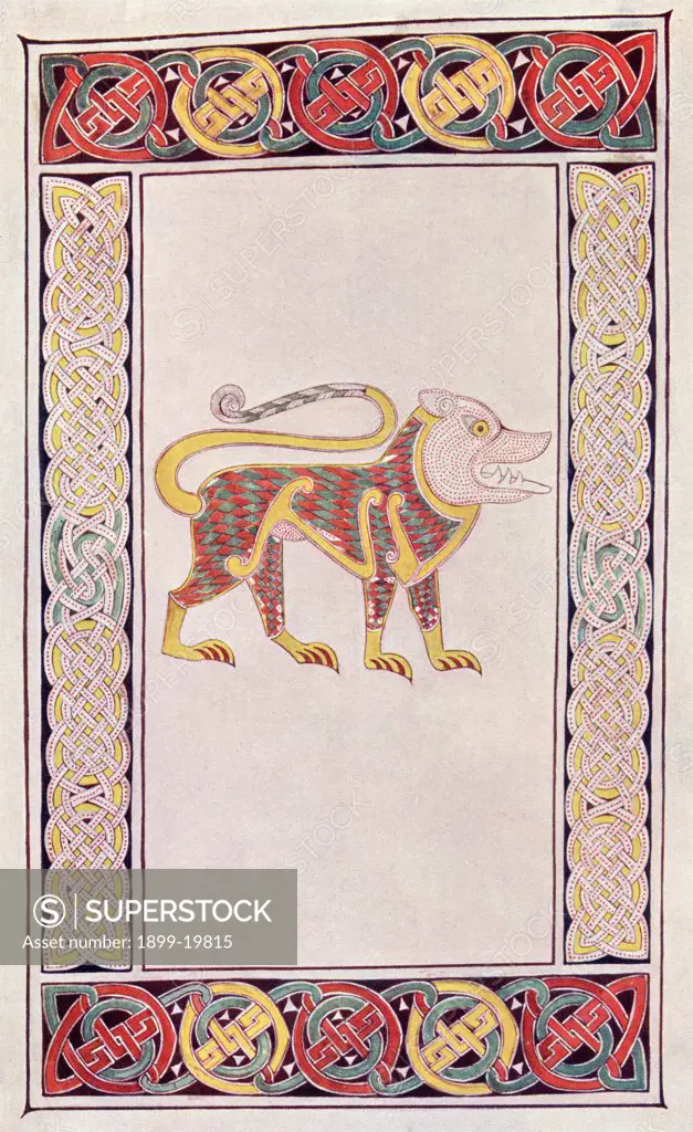 Lion of St Mark facsimile of an illumination from the book of Durrow From the book The Church of England A History for the People published c.1910