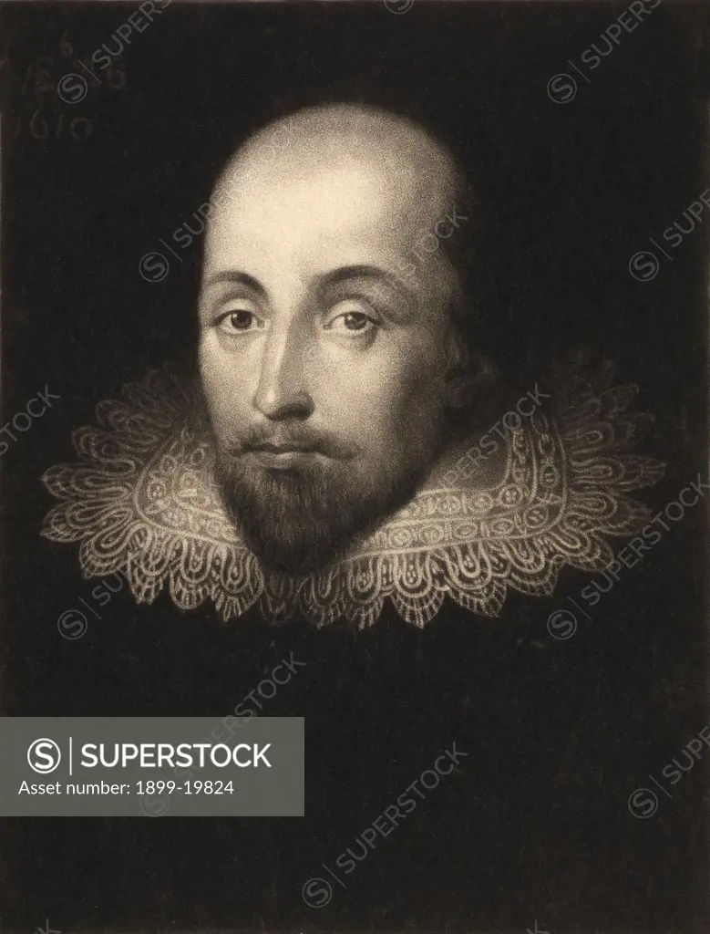 William Shakespeare 1564 to 1616 English poet and dramatist engraved by Charles Turner after a portrait by Cornelius Jansen