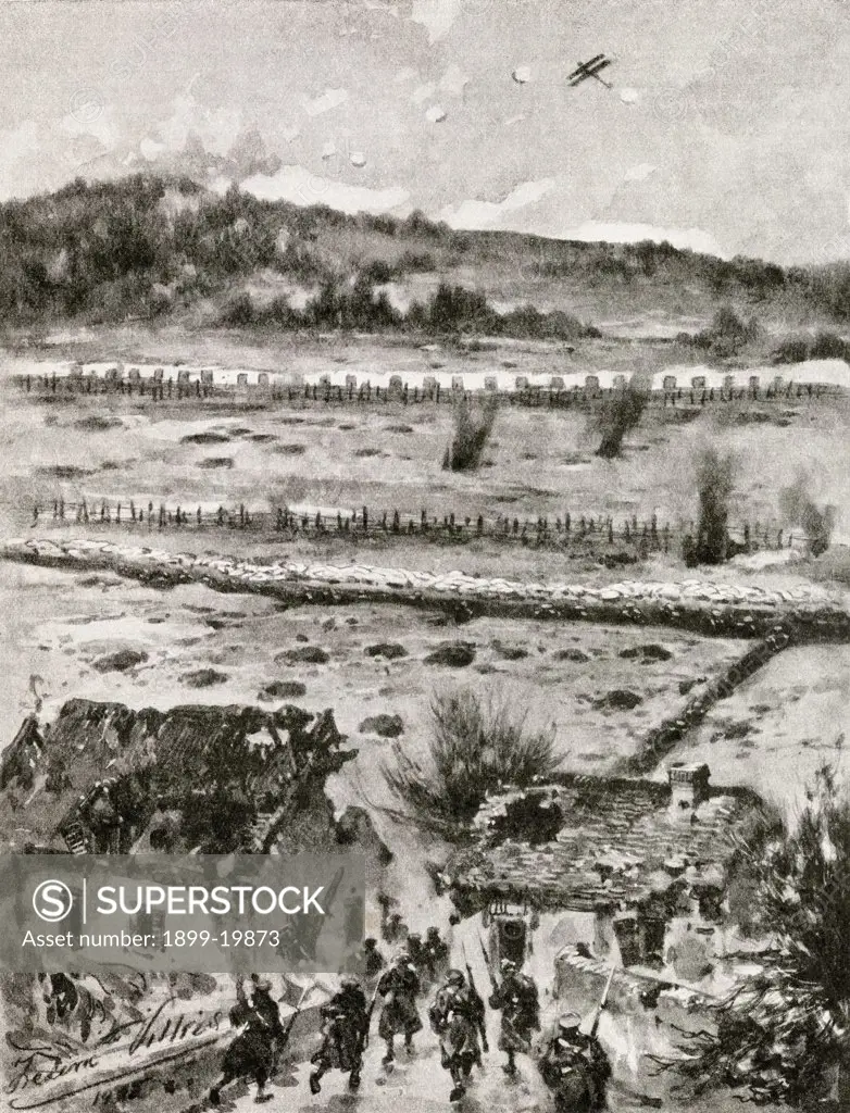 Hill 60 on the southern flank of the Ypres Salient. A sketch of the German position just before its capture by British, April 17, 1915. From The Great World War A History Volume III, published 1916.