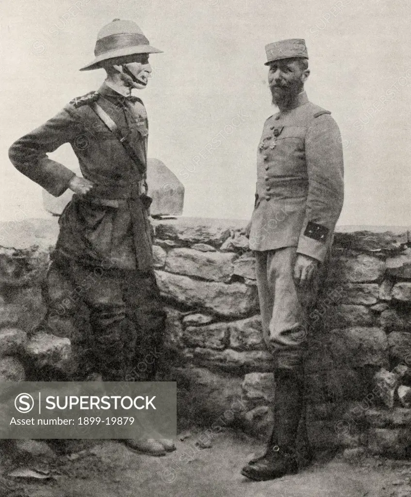 General Sir Ian Hamilton left and General Henri Gouraud right in Gallipoli. From The Great World War A History Volume III, published 1916.