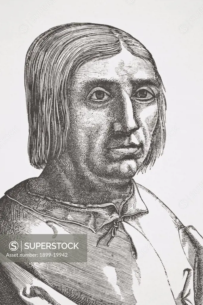 Jacopo Sannazaro or Sannazzaro 1458 - 1530. Italian poet, humanist and epigrammist from Naples. After a 16th century engraving from Science and Literature in The Middle Ages by Paul Lacroix published London 1878