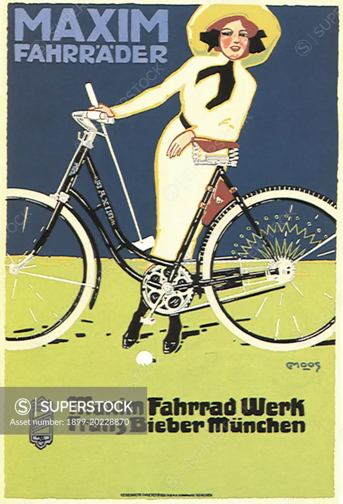Woman with Bicycle. 
