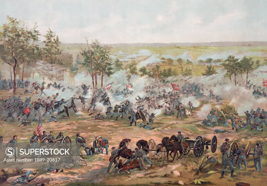 The Battle of Gettysburg, July 1 to 3, 1863. From a 19th century illustration.