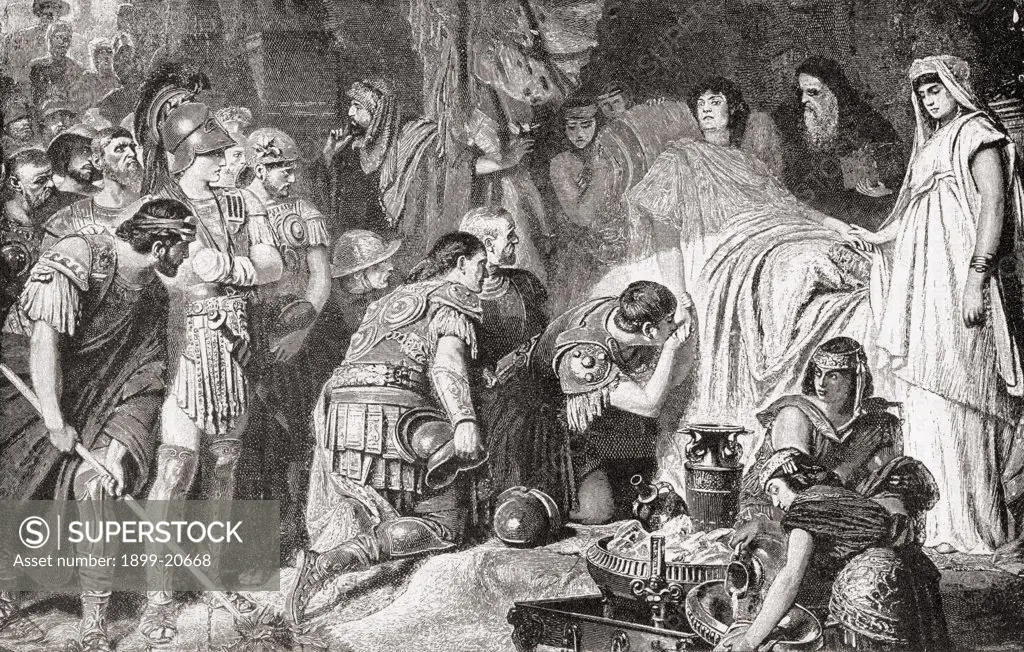 Death of Alexander the Great at Babylon in 323 BC. Alexander III of Macedon 356 to 323 BC. Greek king of Macedon. From the book Harmsworth History of the World published 1908.