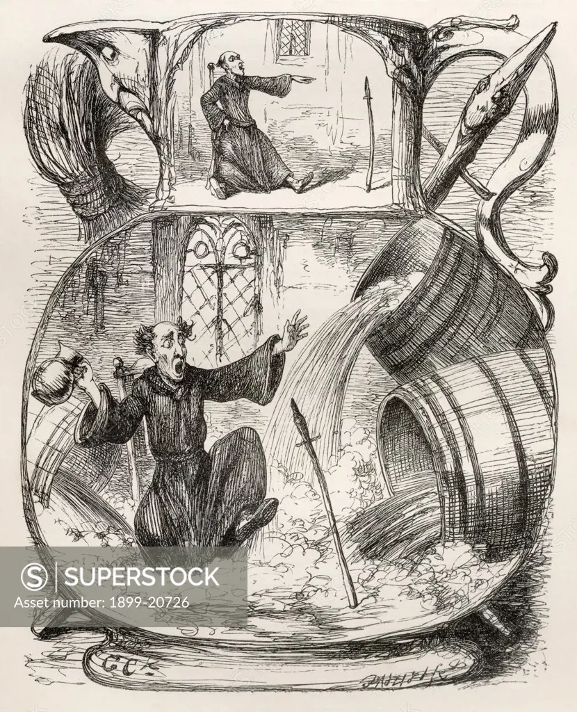 Illustration by George Cruikshank to the poem A Lay of St. Dunstan. From the book The Ingoldsby Legends or Mirth and Marvels by Thomas Ingoldsby, published 1865.
