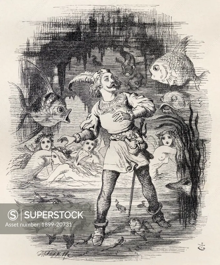 Illustration by J. Tenniel to the poem Sir Rupert the Fearless, a legend of Germany. From the book The Ingoldsby Legends or Mirth and Marvels by Thomas Ingoldsby, published 1865.
