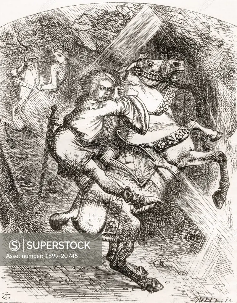 Illustration by J. Tenniel, to the poem The Blasphemer's Warning. From the book The Ingoldsby Legends or Mirth and Marvels by Thomas Ingoldsby, published 1865.