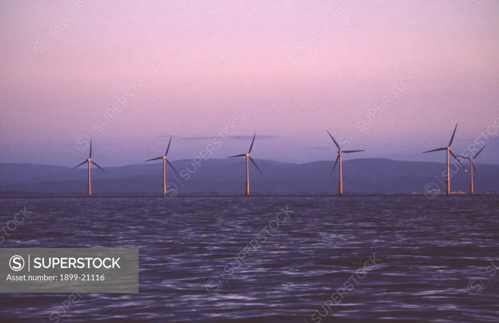 North Hoyle Offshore Windfarm, United Kingdom. North Hoyle Offshore Windfarm - first major UK offshore wind farm, located 4-5 miles off the North Wales coast between Rhyl and Prestatyn and comprises 30 wind turbines. Each turbine is rated at 2 megawatts (MW) and, when fully operational, the wind farm will generate enough electricity to meet the annual needs of some 50,000 homes.