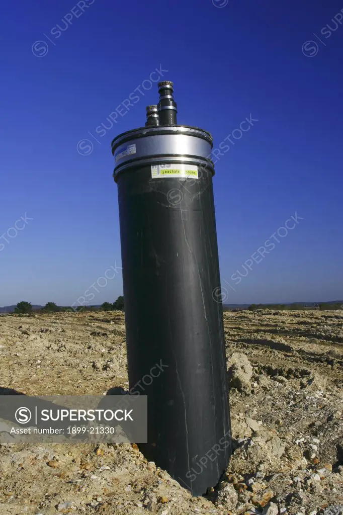 Landfill site, methane vent waiting to be attached to gas pipeline, United Kingdom. 