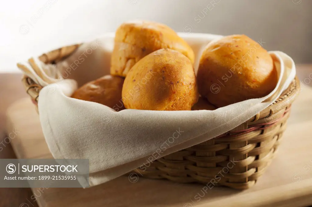 Dinner rolls in a bread basket, Bayfield Inn, Bayfield, WI. 