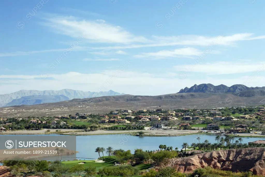 Lake Las Vegas resort, 320 acre lake created from marsh, 17 miles from Las Vegas. 