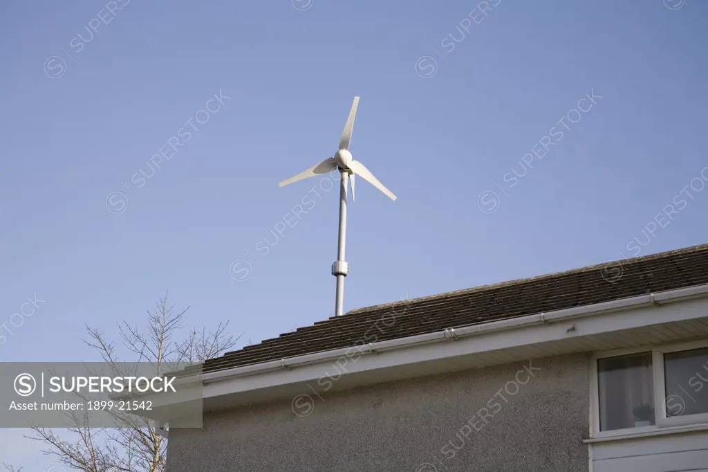 Micro wind generator on roof of house a good mwthod of reducing household bills. 