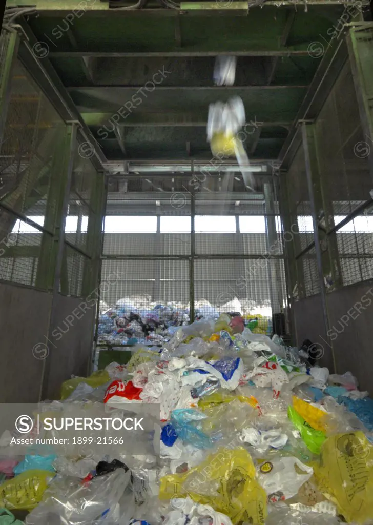 Growing pile of separated plastic bags. 