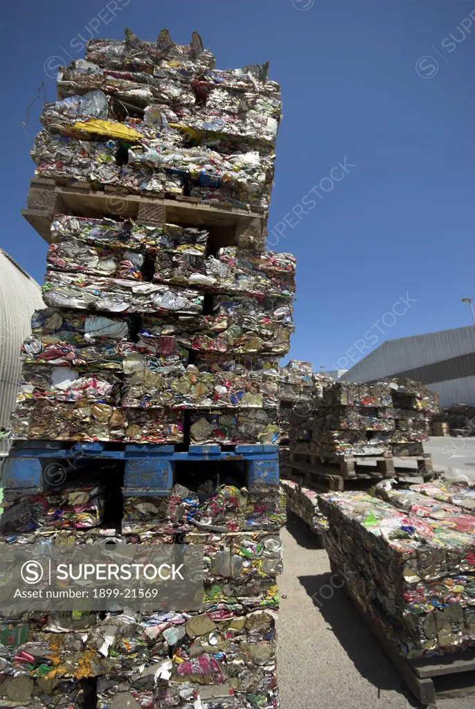 Stacks of bales of cans. 