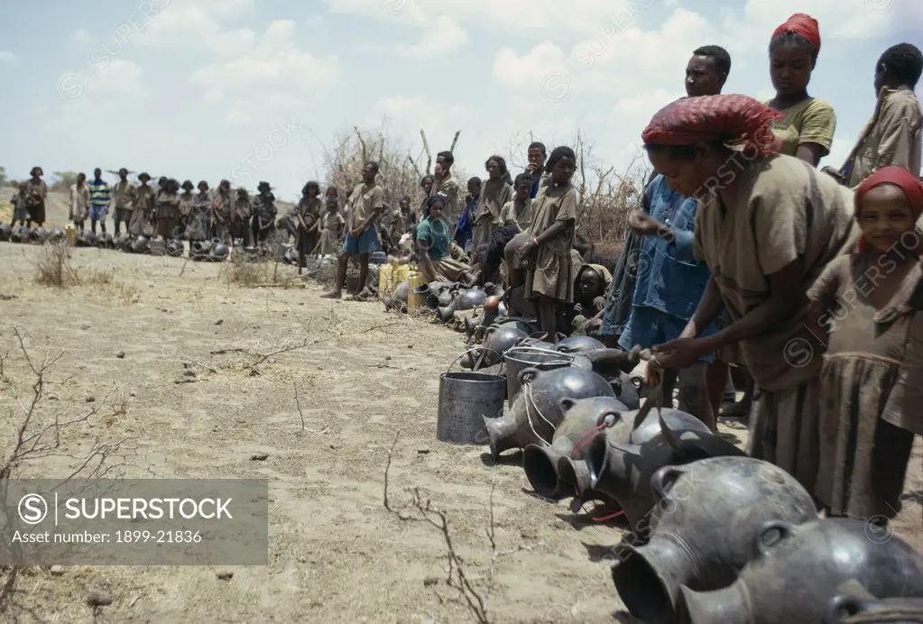ETHIOPIA Water. Galla people waiting for water during drought. .  