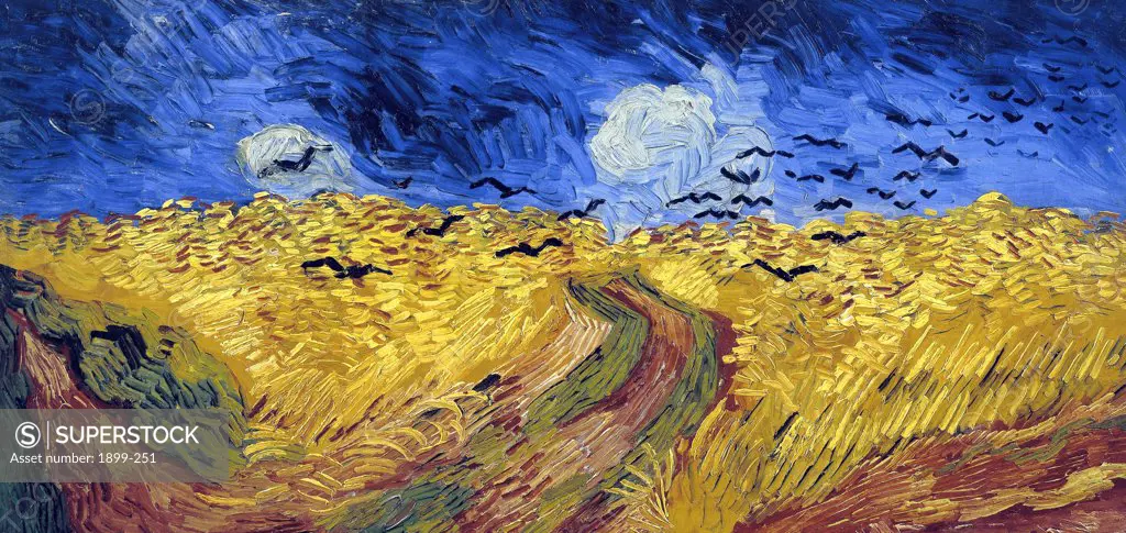 Vincent Van Gogh (1853 - 1890) Dutch post-Impressionist painter. Van Gogh suffered from mental illness and died from a self-inflicted gunshot wound. Wheatfield with Crows (1890), Van Gogh Museum, Amsterdam