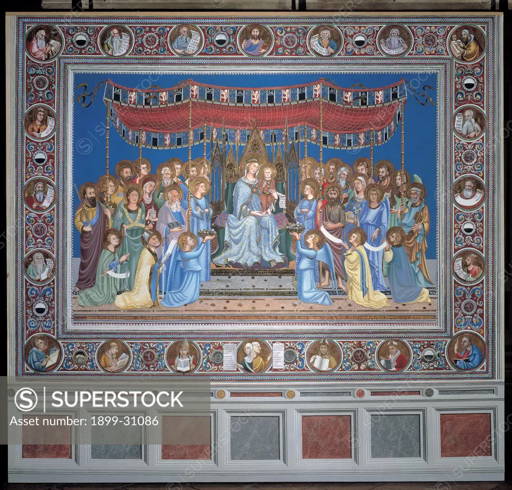 The Majesty, by copy from Martini Simone, 1344, 14th Century, panel. Italy, Tuscany, Siena, Palazzo Pubblico. Copy of the Majesty, as the originally one, carried out by the restorer Caesar Olmestrini..