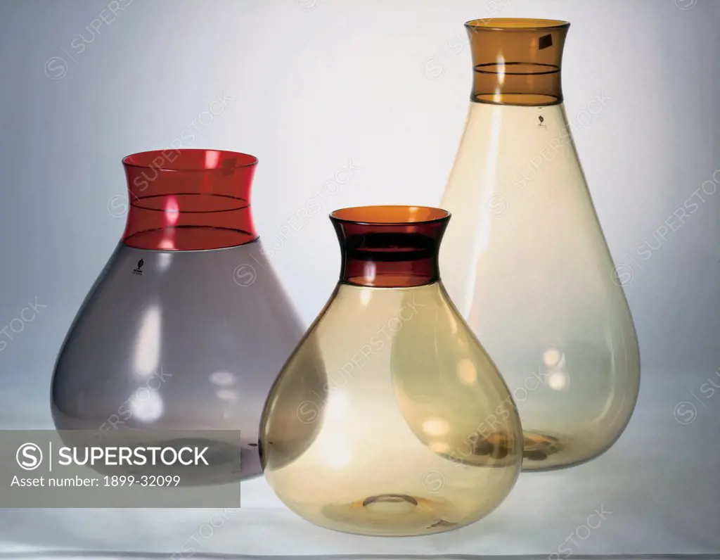 Vases ""Colletti"", by Ludovico de Santillana, 1961, 20th Century, glass. Italy, Piemonte, Turin, private collection. Whole artwork. Vases design.