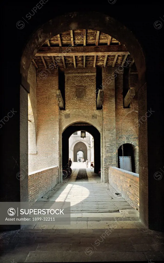 Estense Castle of San Michele, by Bartolino da Novara, 1358, 14th Century, Unknow. Italy, Emilia Romagna, Ferrara, Estense Castle, San Michele Castle. Entrance from north ravelin Ferrara, Estense Castle of San Michele.