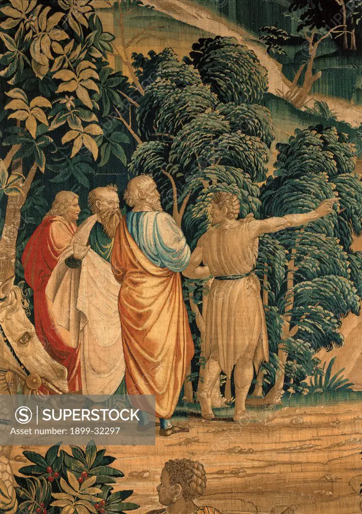 Sermon in the desert, by probably Antonio Maria da Bozolo, 1550, 16th Century, Unknow. Italy, Lombardy, Monza, Brianza, Cathedral. Detail. Apostles trees.