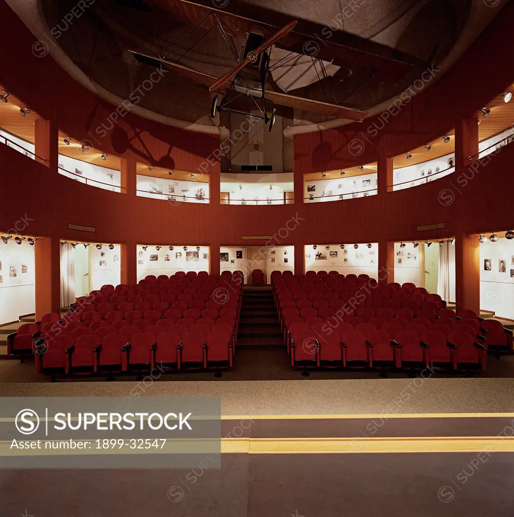 Vittoriale of Auditorium, by Unknown, 20th Century, Unknow. Italy, Lombardy, Gardone Riviera, Brescia, The Vittoriale. Vittoriale SVA 10 plane hanging from dome of auditorium.
