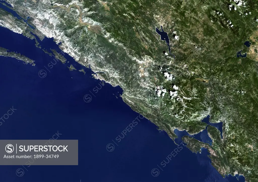 Dubrovnik, Croatia, True Colour Satellite Image. Dubrovnik, Croatia. True colour satellite image of Dubrovnik, capital city of Croatia. Image taken on 6 July 2001, using LANDSAT 7 data.