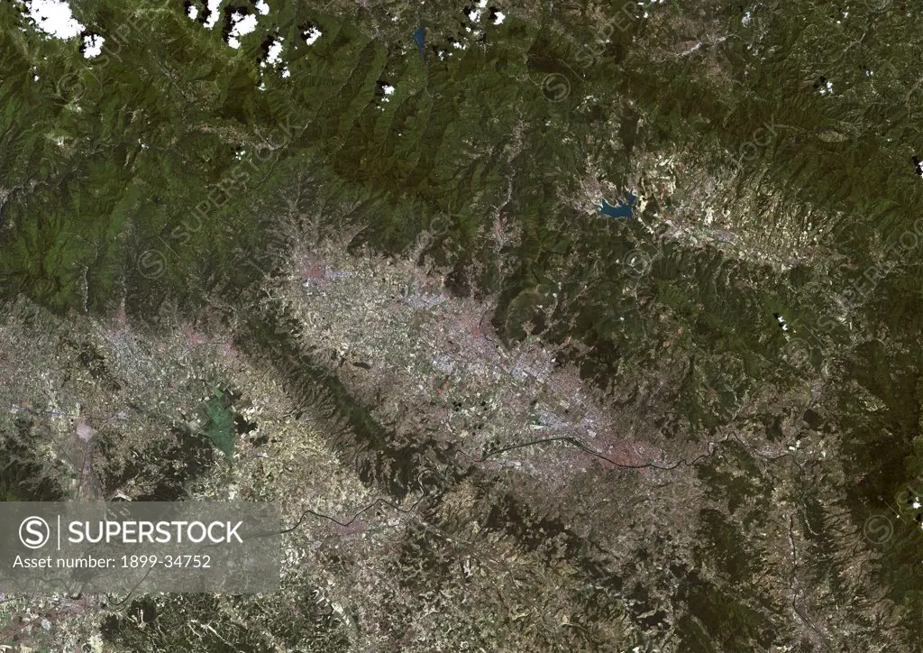 Florence, Italy, True Colour Satellite Image. Florence, Italy. True colour satellite image of the city of Florence, taken on 20 June 2000, using LANDSAT 7 data.