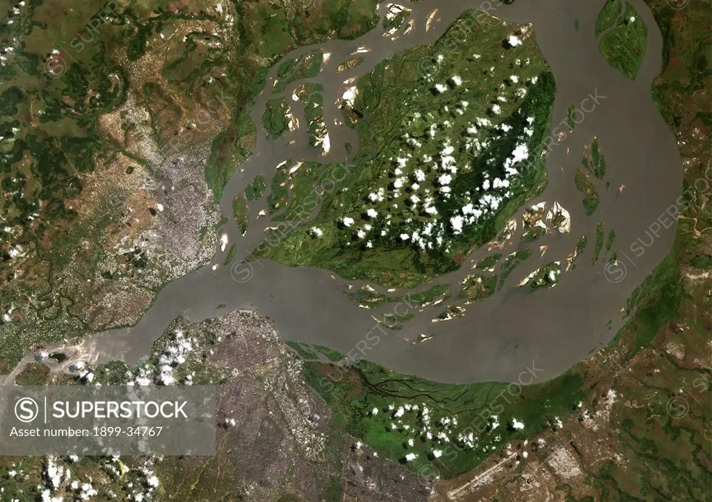 Kinshasa, Congo, True Colour Satellite Image. Kinshasa, Democratic Republic of Congo. True colour satellite image of Kinshasa, capital city of the Democratic Republic of Congo. Image taken on 30 April 2001, using LANDSAT 7 data.