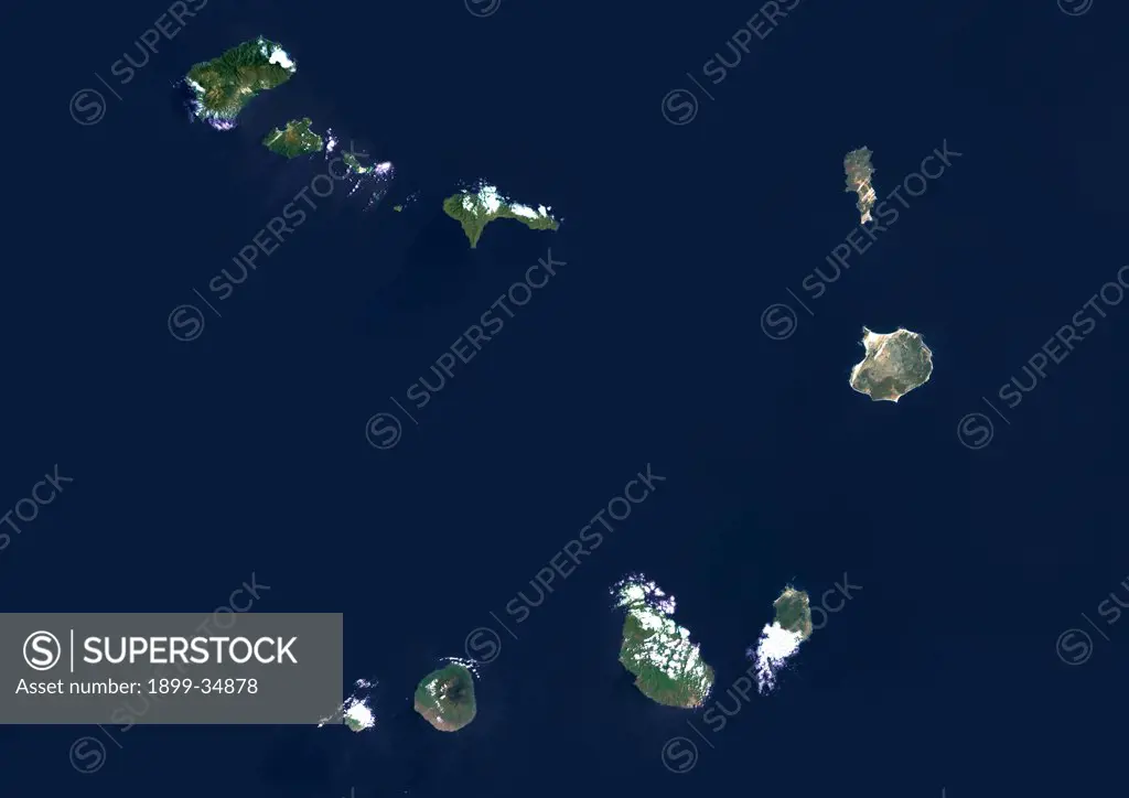 Fogo Island, Cape Verde, True Colour Satellite Image. Satellite image of Fogo Island, Cape Verde. Fogo is a volcanic island in Cape Verde. It is rising to 2829m above sea level at Mount Fogo. Image taken on 20 September 1999 using LANDSAT data.