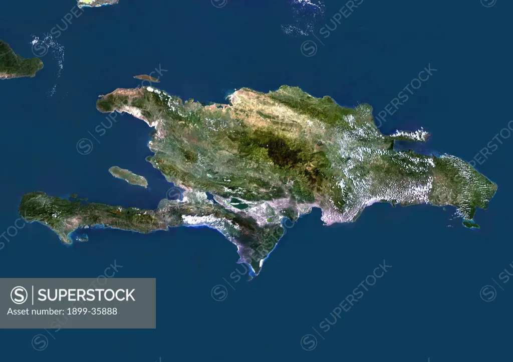 Haiti And Dominican Republic, True Colour Satellite Image. Haiti and Dominican Republic, true colour satellite image. This image was compiled from data acquired by LANDSAT 5 & 7 satellites.