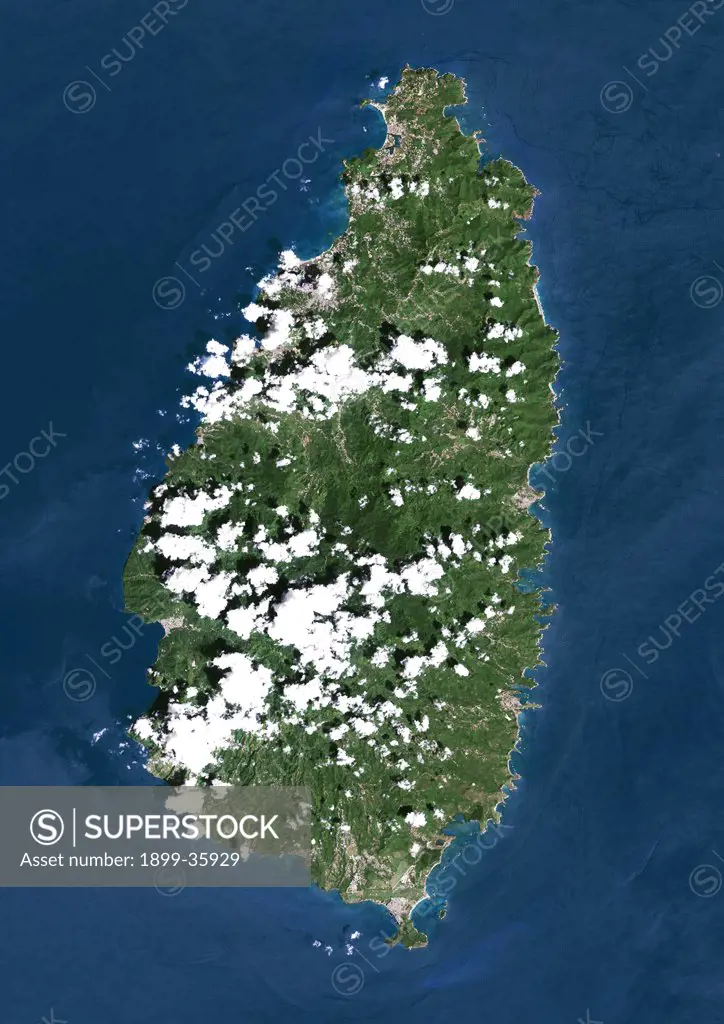 Saint Lucia, True Colour Satellite Image. Saint Lucia, true colour satellite image taken on 16 October 2000, by the LANDSAT 7 satellite.
