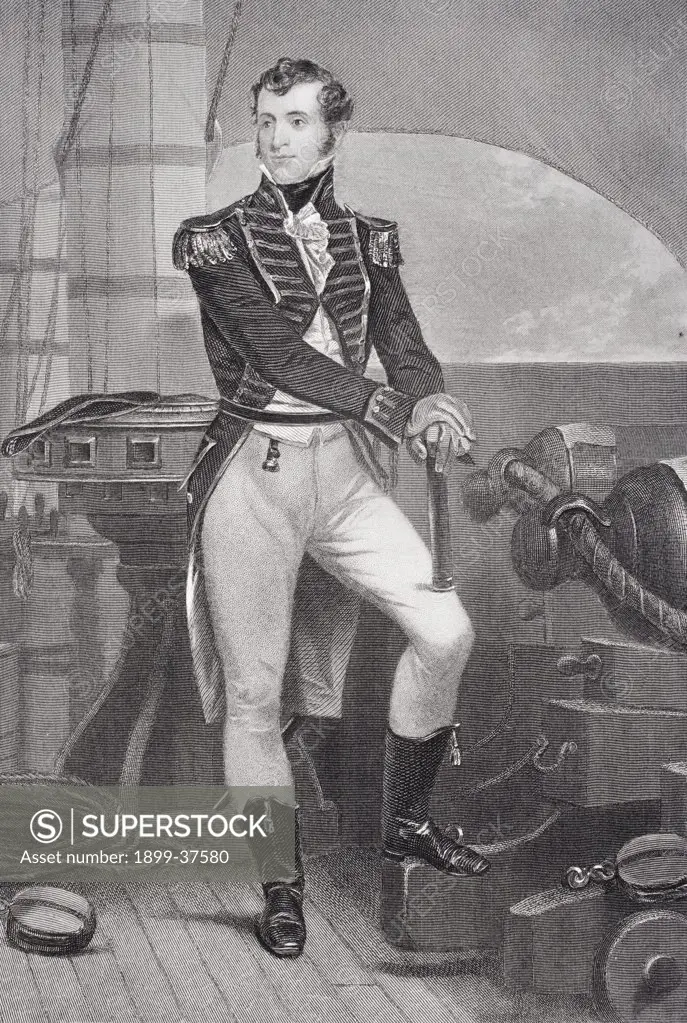 Stephen Decatur 1779-1820. American naval officer in War of 1812. Gave toast at banquet and said: Our country, right or wrong. From painting by Alonzo Chappel