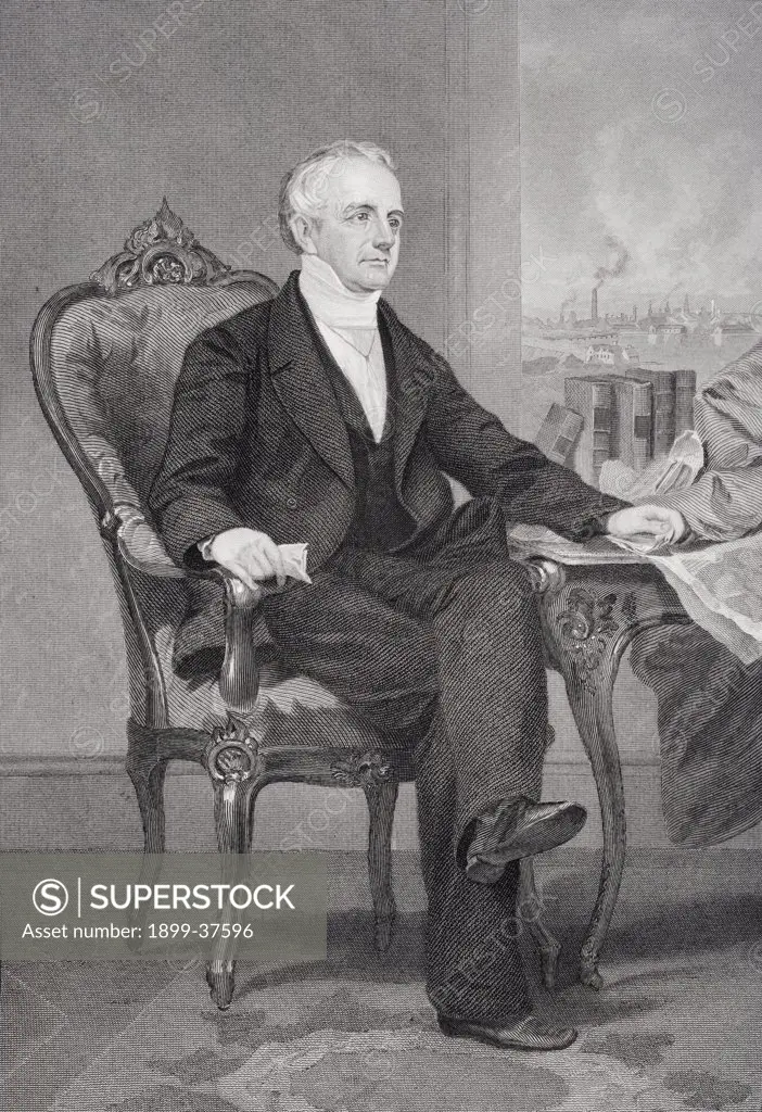 Abbott Lawrence 1792-1855. American merchant and philanthropist. Entrepreneur of the New England textile industry. From painting by Alonzo Chappel
