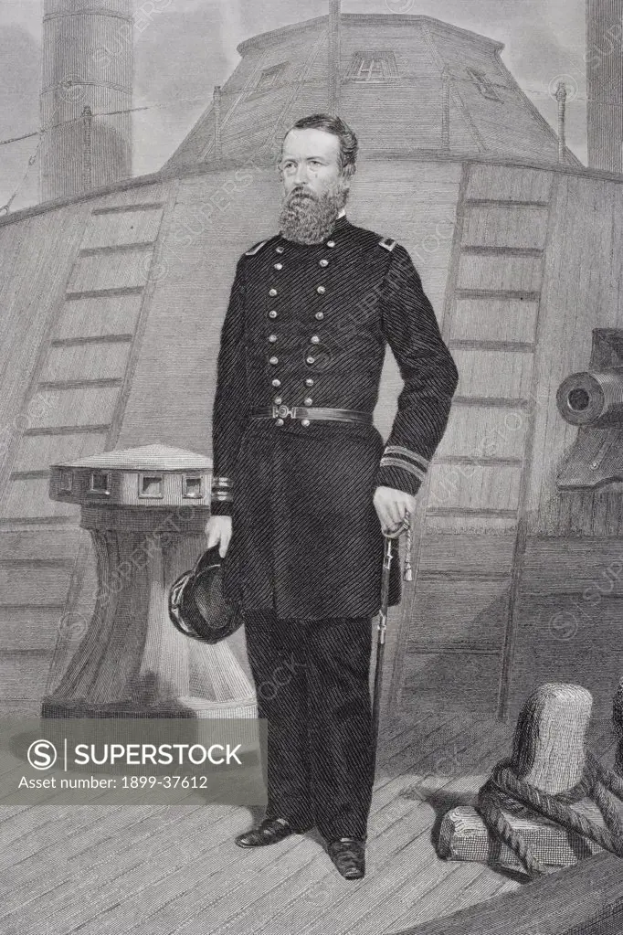 David Dixon Porter 1813 1891. American admiral in Union navy during Civil War. From painting by Alonzo Chappel