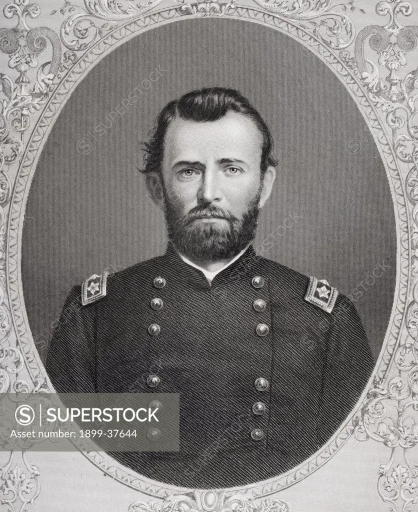 Ulysses S. Grant 1822-1885. Commmander of Union armies in American Civil War and 18th President of United States 1869-77. From ambrotype by Matthew Brady