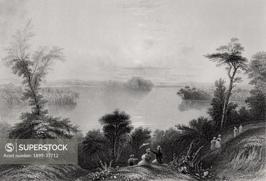 Saratoga Lake New York USA From a 19th century print engraved R Wallis after W H Bartlett 