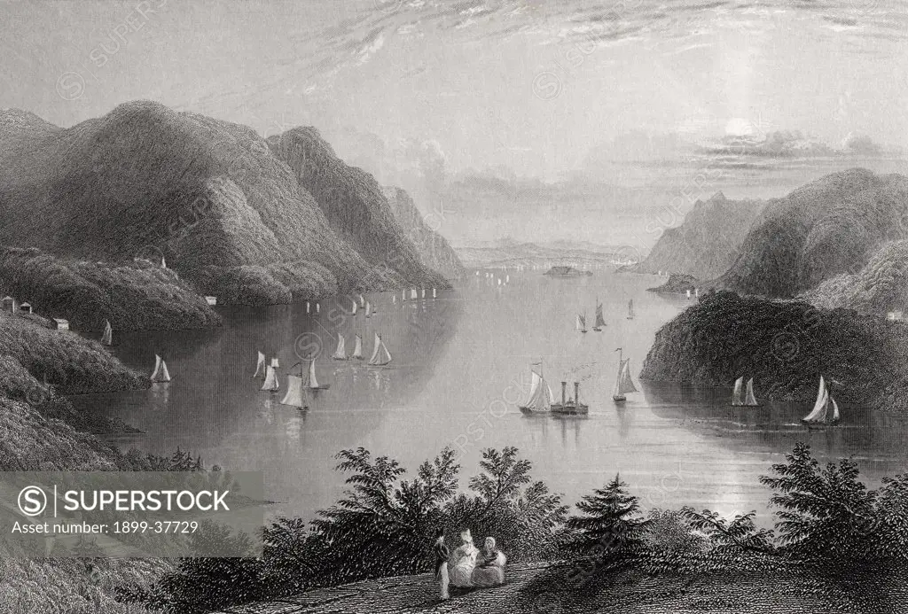 View from West Point Hudson River USA From a 19th century print engraved by R Wallis after W H Bartlett