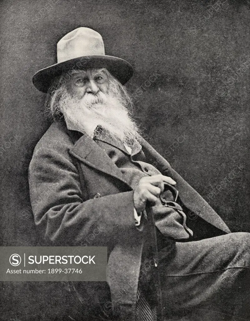 Walt Whitman, 1819-1892. American poet. From the book ""The International Library of Famous Literature"".Published in London 1900. Volume XVIII.