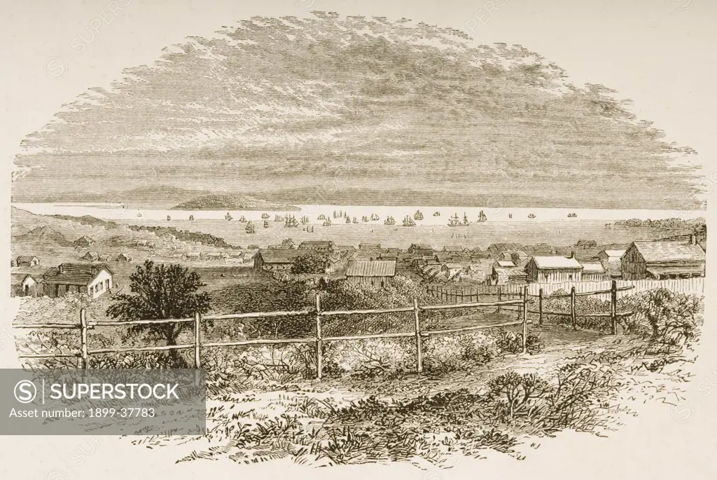 General view of San Francisco, California, in 1849. From American Pictures Drawn With Pen And Pencil by Rev Samuel Manning circa 1880
