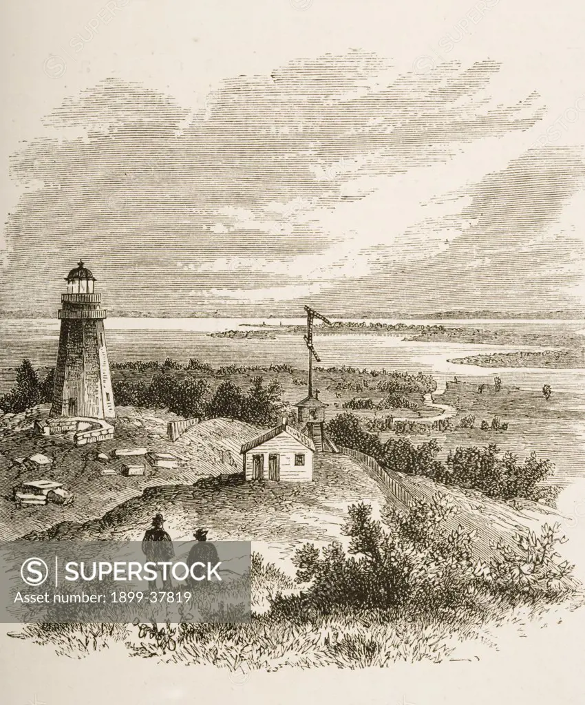 Sandy Hook New Jersey seen from the lighthouse in 1870s. From American Pictures Drawn With Pen And Pencil by Rev Samuel Manning circa 1880