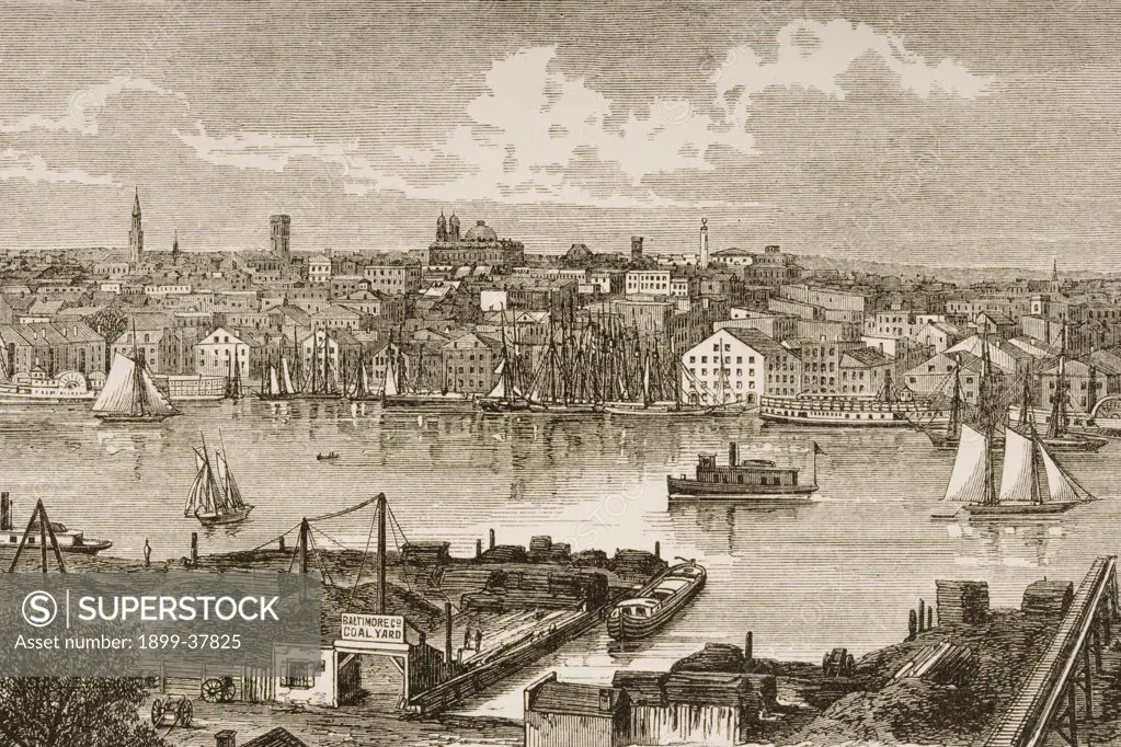 Baltimore Maryland in 1870s. From American Pictures Drawn With Pen And Pencil by Rev Samuel Manning circa 1880