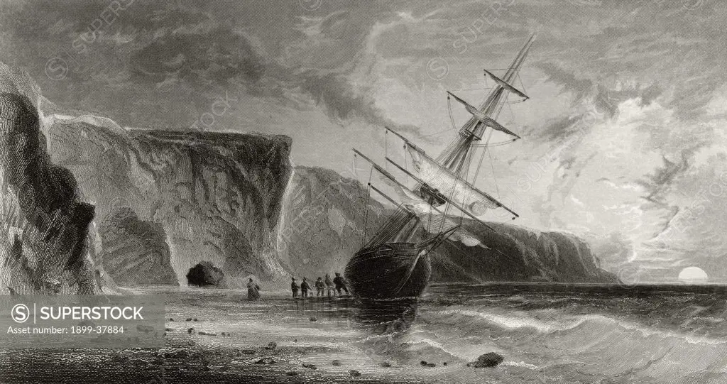 Midnight in September from Arctic Explorations in the Years 1853,54,55 by American explorer Doctor Elisha Kent Kane 1820 to 1857 Volume 1 published in Philadelphia by Childs and Peterson 1856 Engraved by G. Ulman after a work by J. Hamilton from a sketch by Doctor Kane