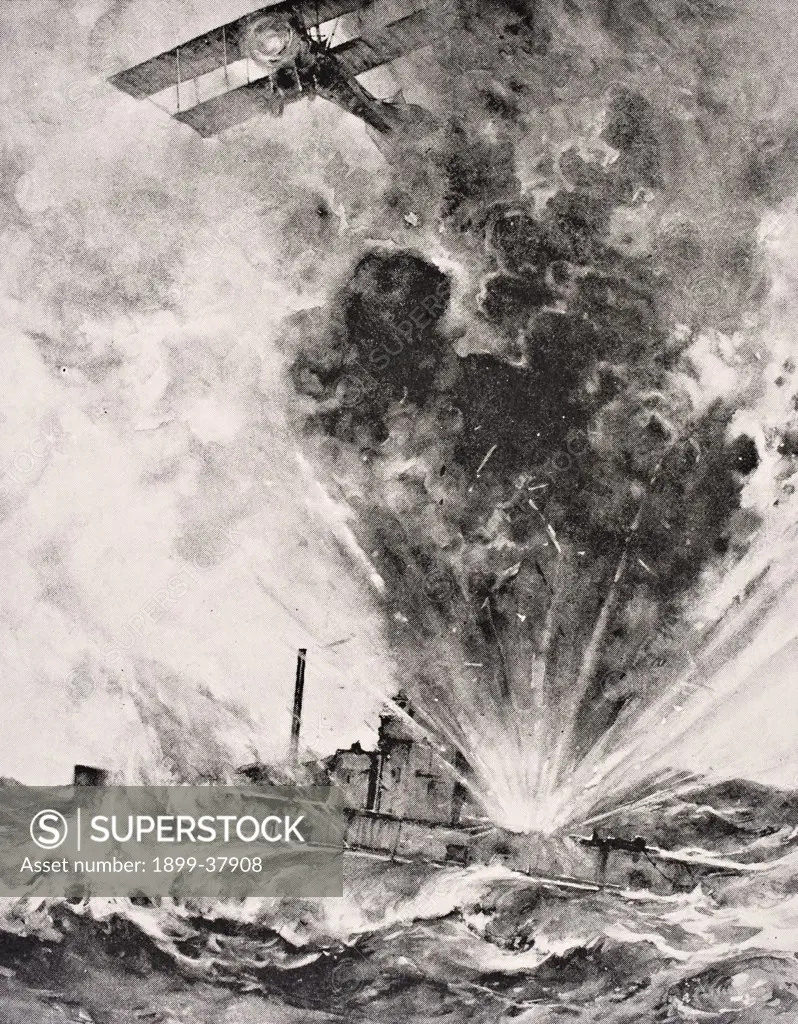 German submarine bombed and sunk August 26 1915 by Squadron-Commander Arthur Wellesley Bigsworth R.N. From The War Illustrated Album deLuxe published London 1916