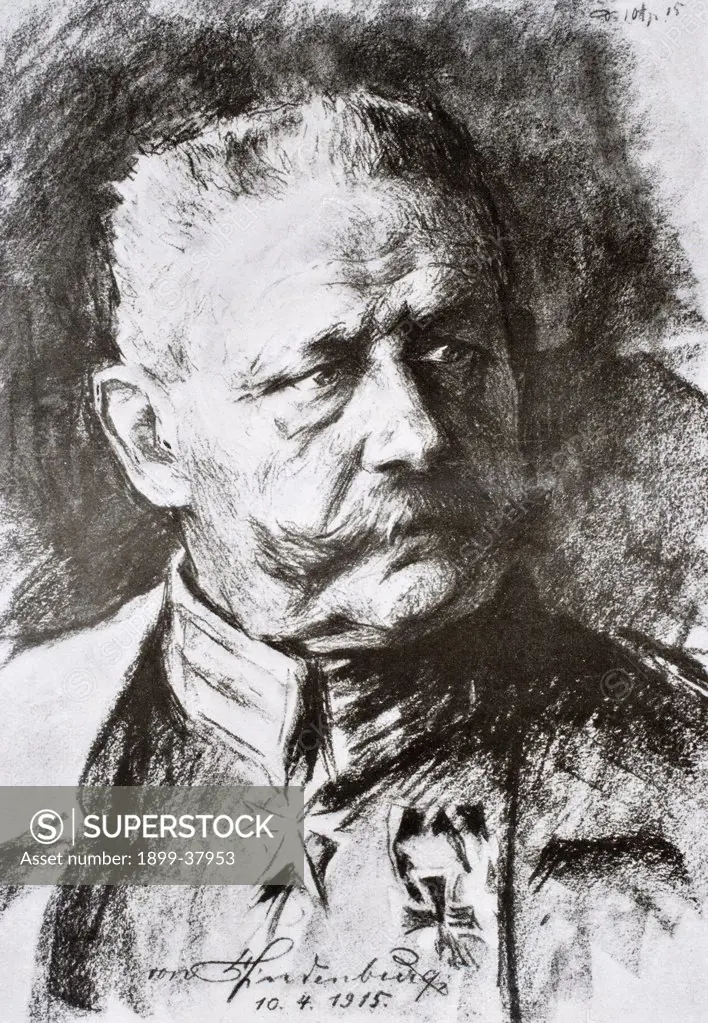 General Paul Von Hindenburg 1847 1934 after a work by Hugo Vogel From Tannenberg published Berlin 1928
