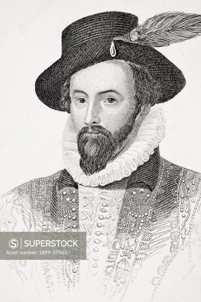 Sir Walter Raleigh c1554-1618 English adventurer and writer From Old England's Worthies by Lord Brougham and others published London circa 1880's