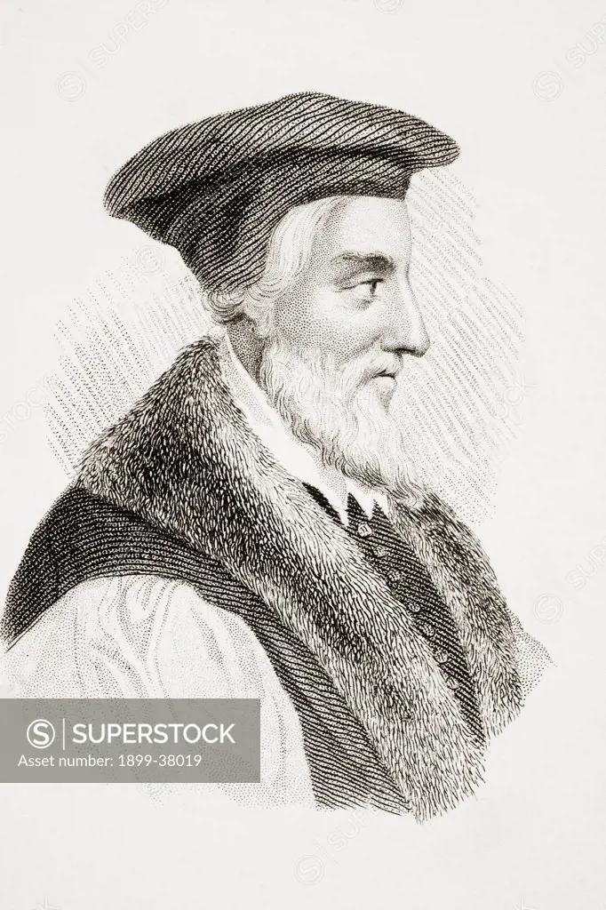 Bishop Hugh Latimer 1485-1555 English preacher and martyr From Old England's Worthies by Lord Brougham and others published London circa 1880's