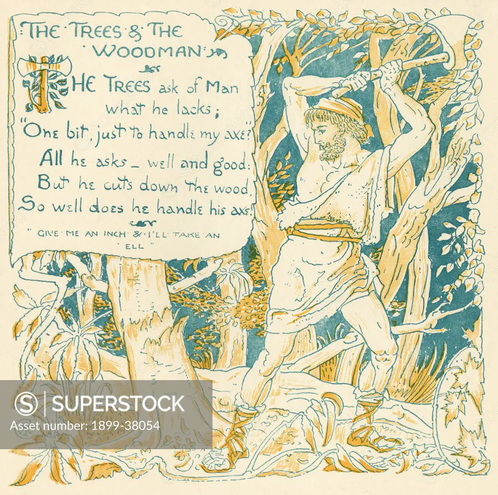 The Trees and The Woodman From the book Babys Own Aesop by Walter Crane published c1920